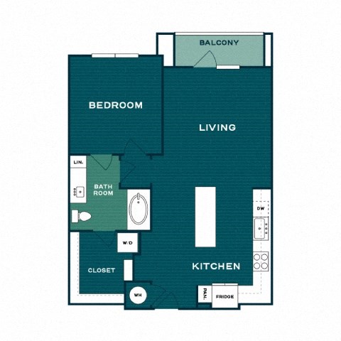 floor plan of the first floor of an apartment with a bedroom and living room